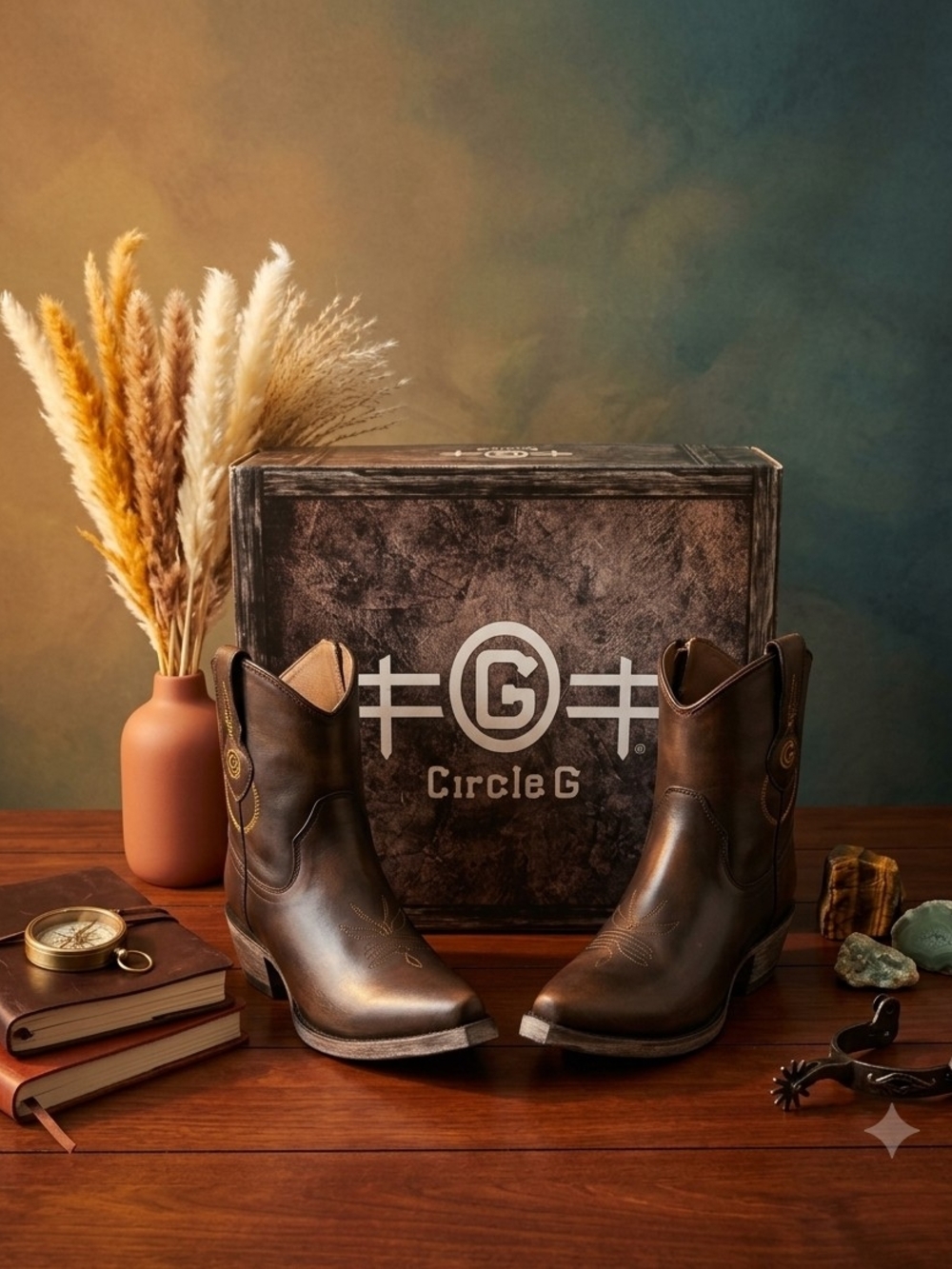 Circle G Women's Dark Brown Western Ankle Boots